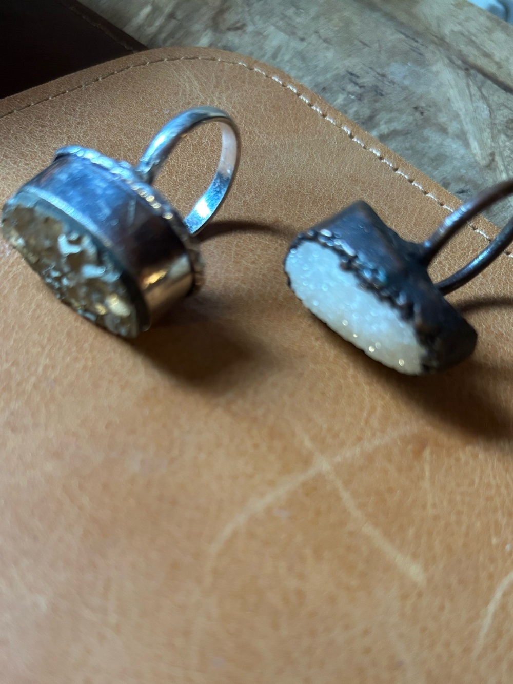 Pair of Handcrafted Druzy rings